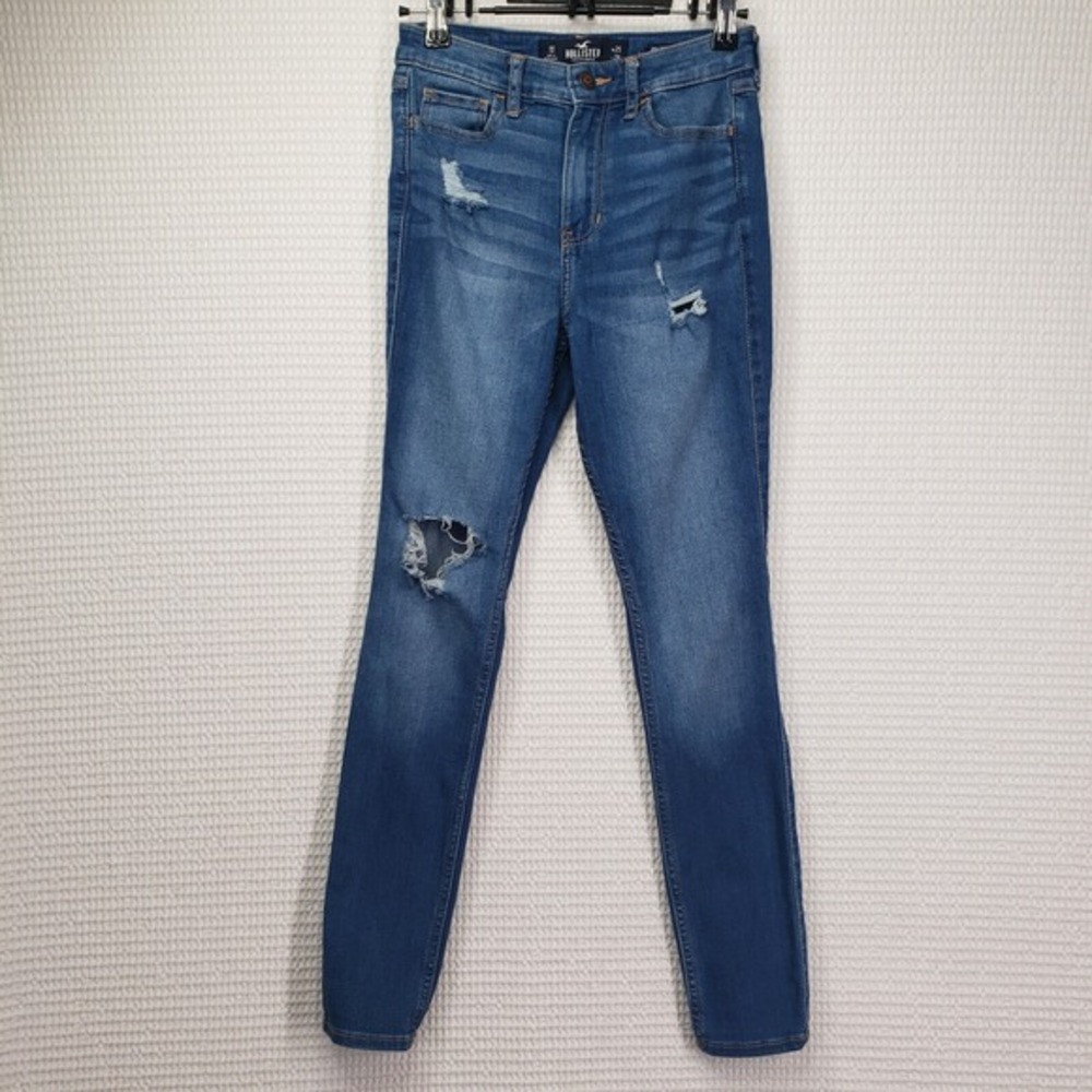 Hollister High-Rise Super Skinny Jeans W25 L28 1S‎ Blue Distressed Stretch Denim